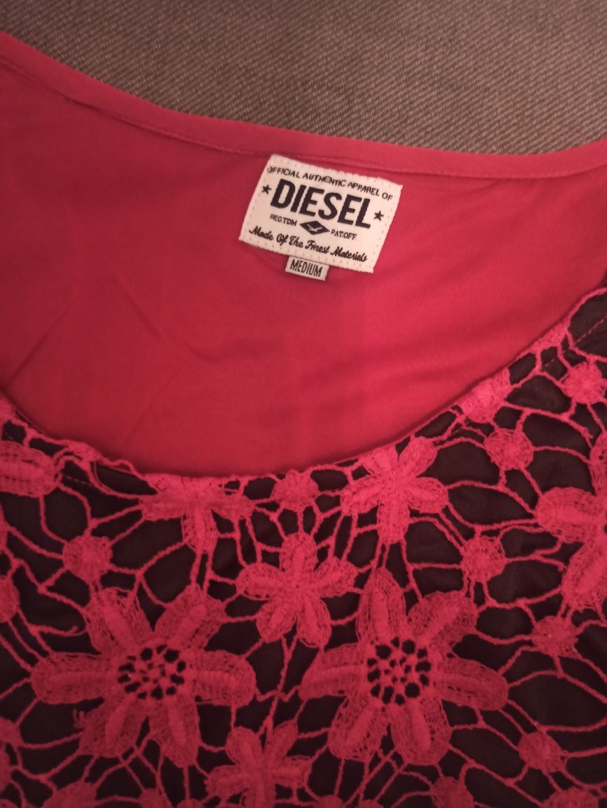 Diesel zwiewna sukienka w kolorze fuksji