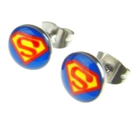 Kolczyki motywy 3D logo SUPERMAN nr2 - 8mm 316L