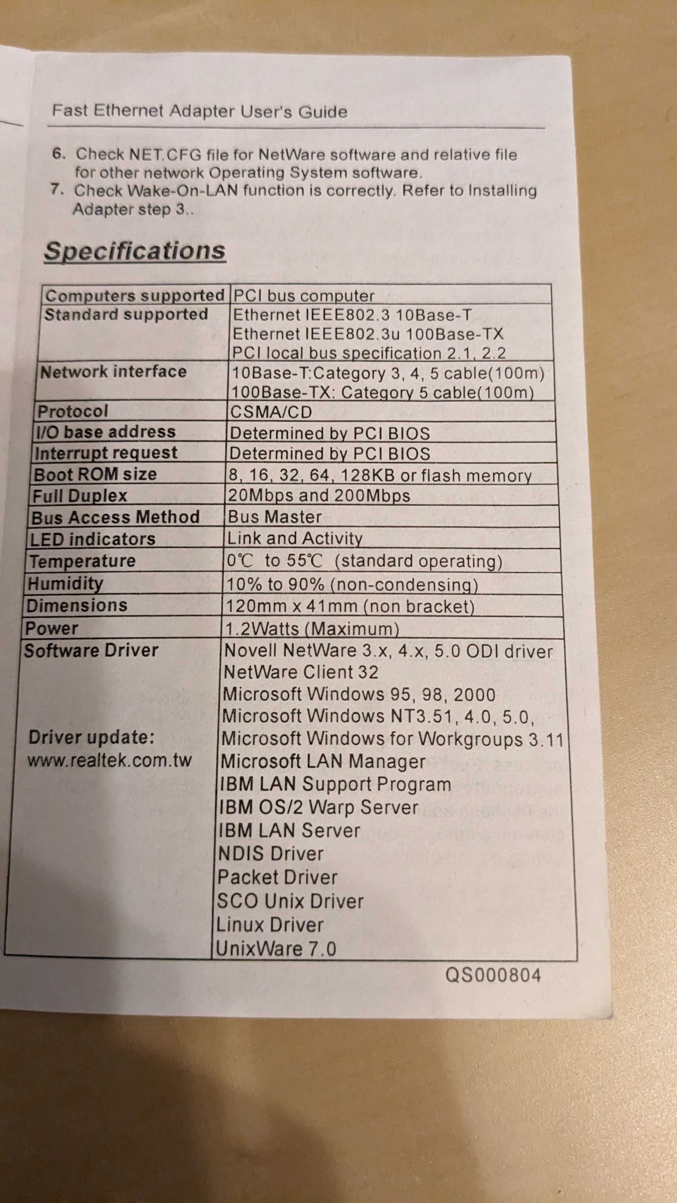 Karta sieciowa Ethernet PCI