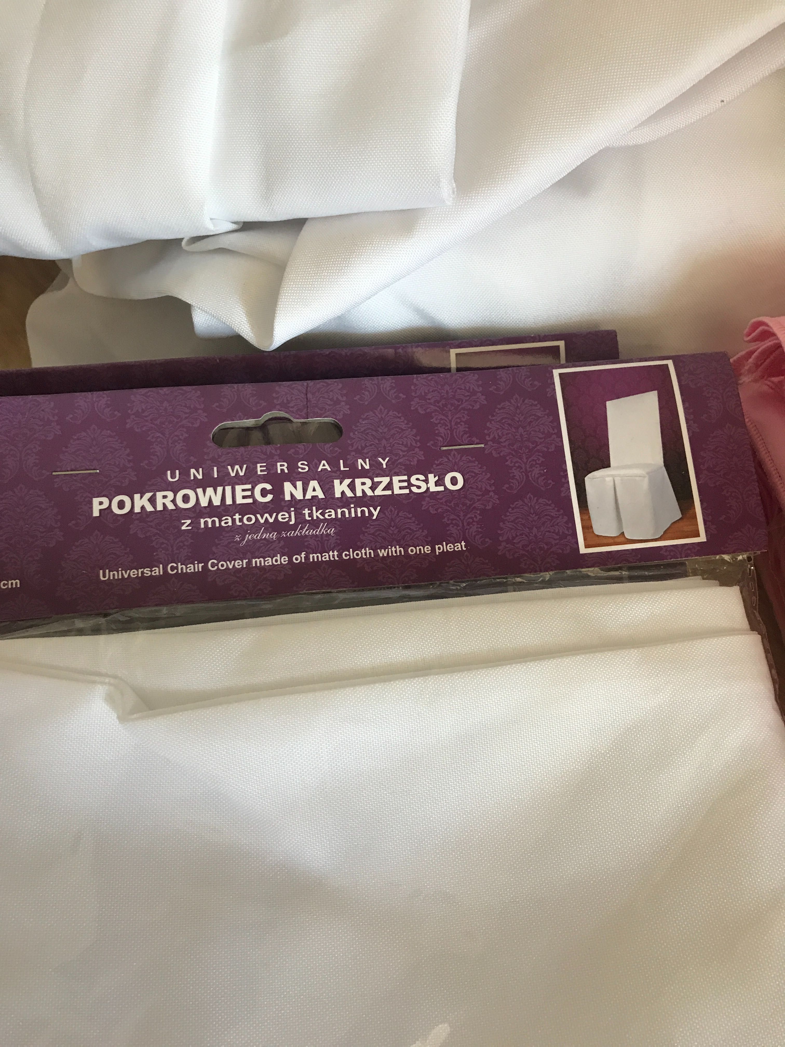 12 Pokrowce na krzesła białe eleganckie na przyjęcie, komunie, chrzest