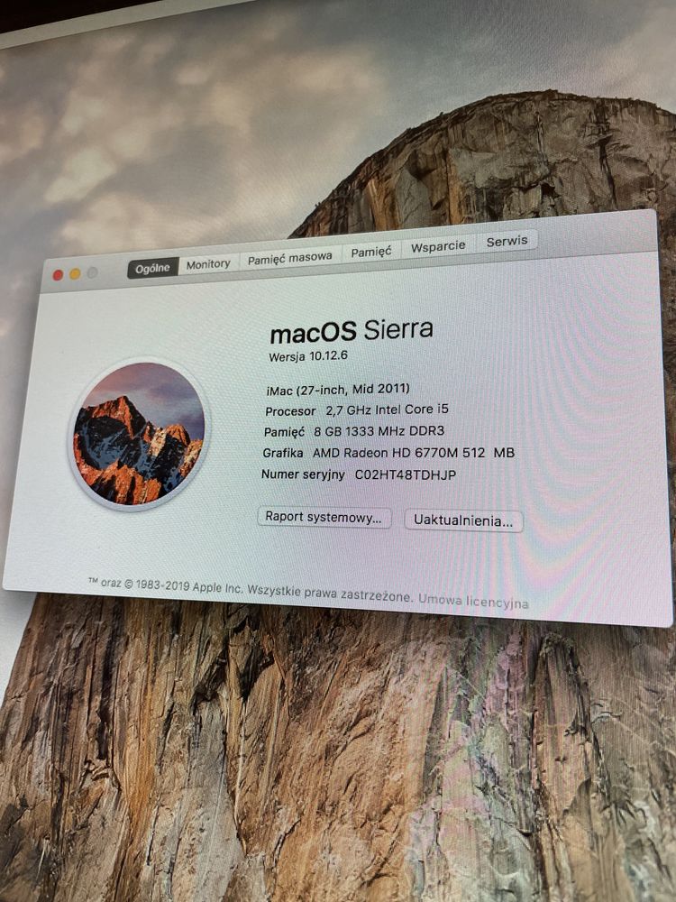 iMac 27” mid 2011 2,7GHz Intel Core i5