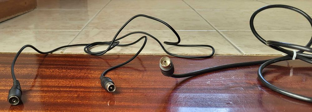 Cabos de Antena Coaxial Preto Macho para Fêmea e Conversor