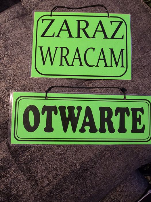 Tabliczki informacyjne Otwarte/Zamknięte/Zaraz wracam