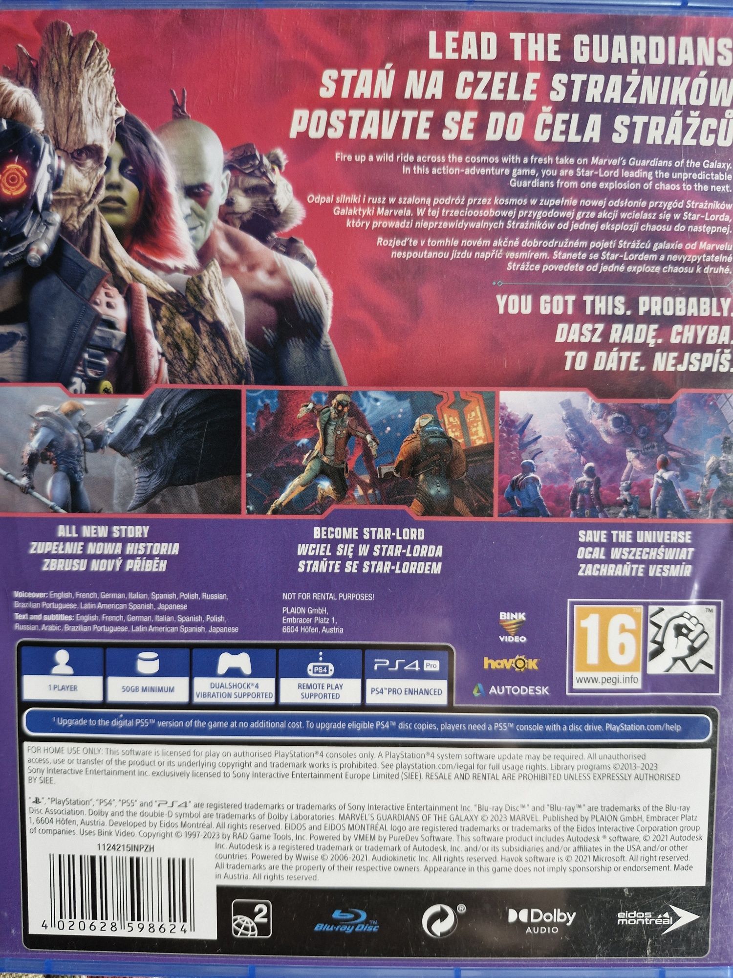 Guardians Of The Galaxy gra na PS4