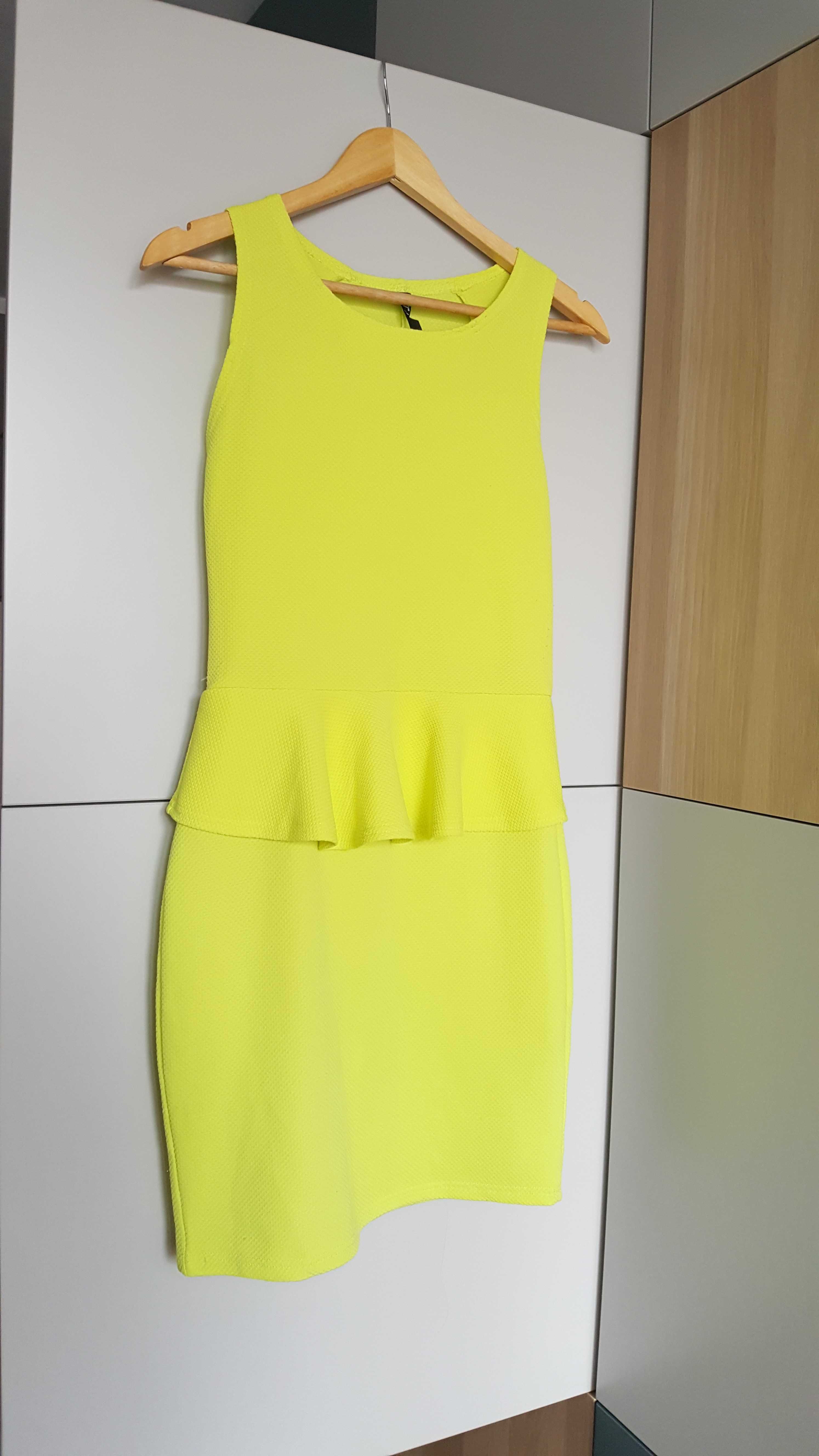 sukienka neonowa zielona rażąca neon żółta mini