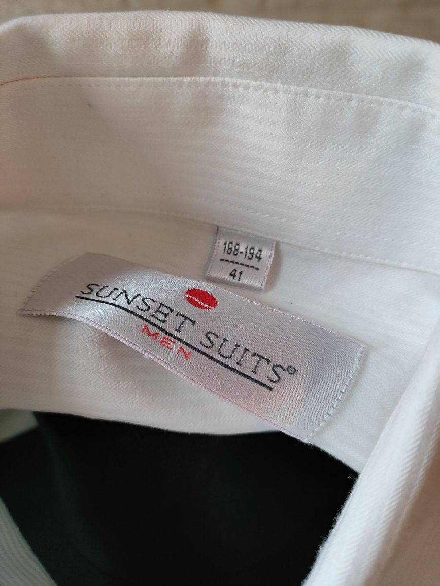 Koszula męska biała Sunset Suits, kołnierzyk 41