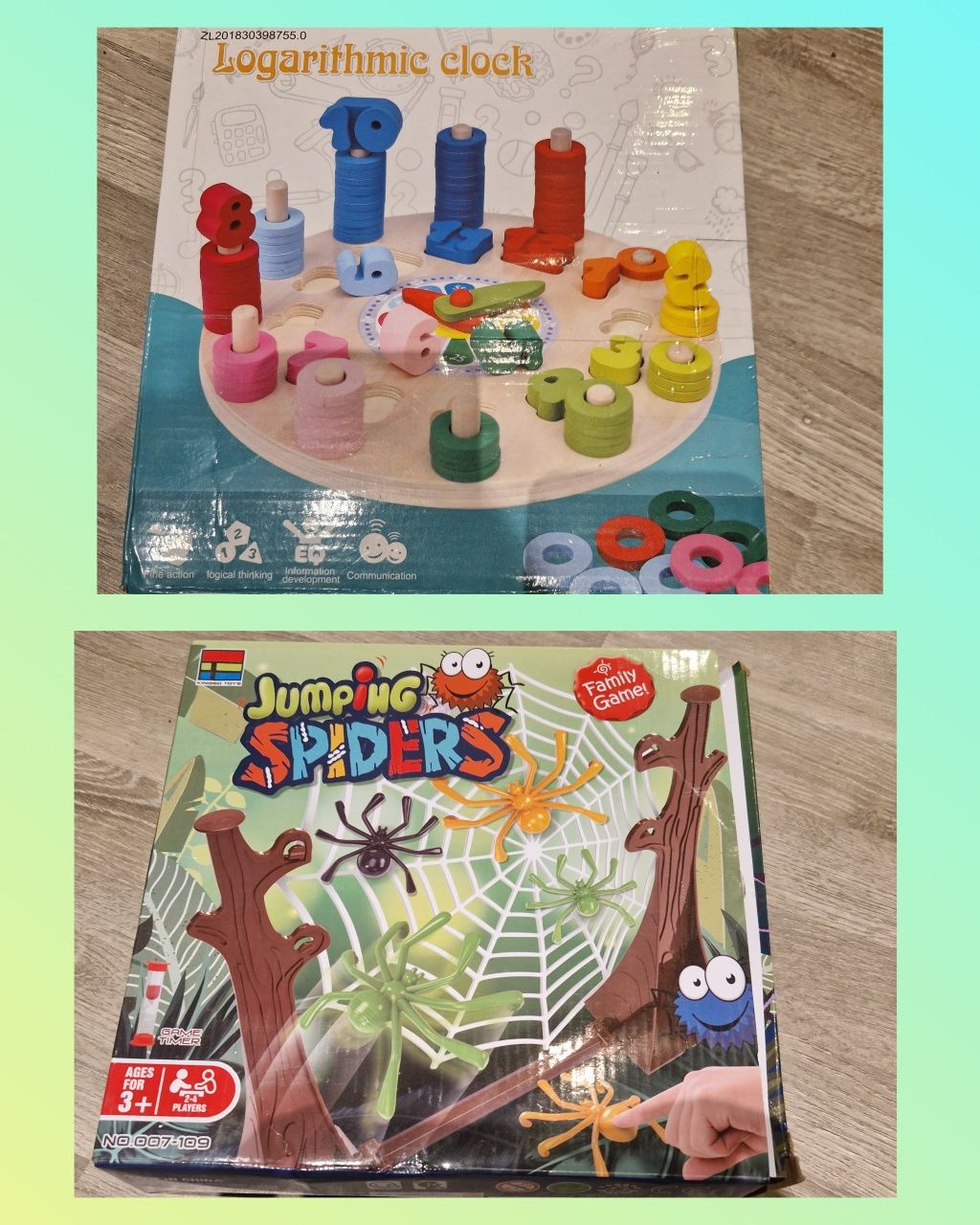 Jumping Spiders  skaczące pająki i drewniany zegar