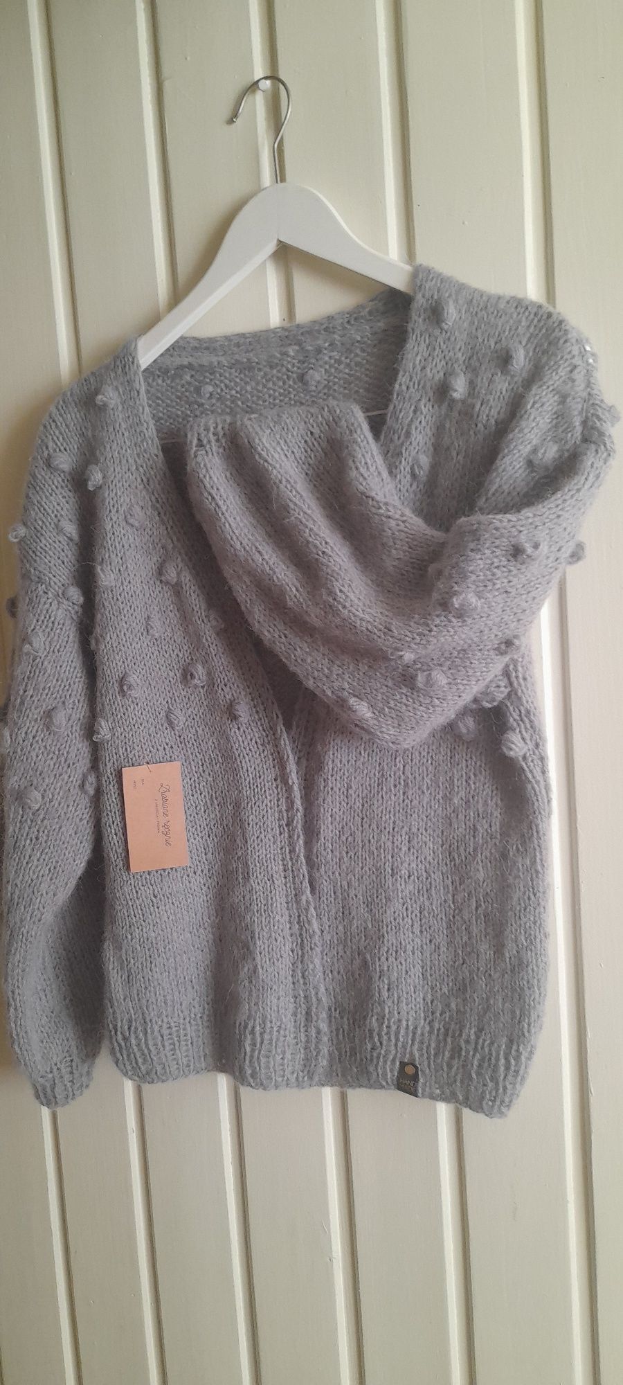 Sweter-kardigan wzór bąbelkowy. Handmade.