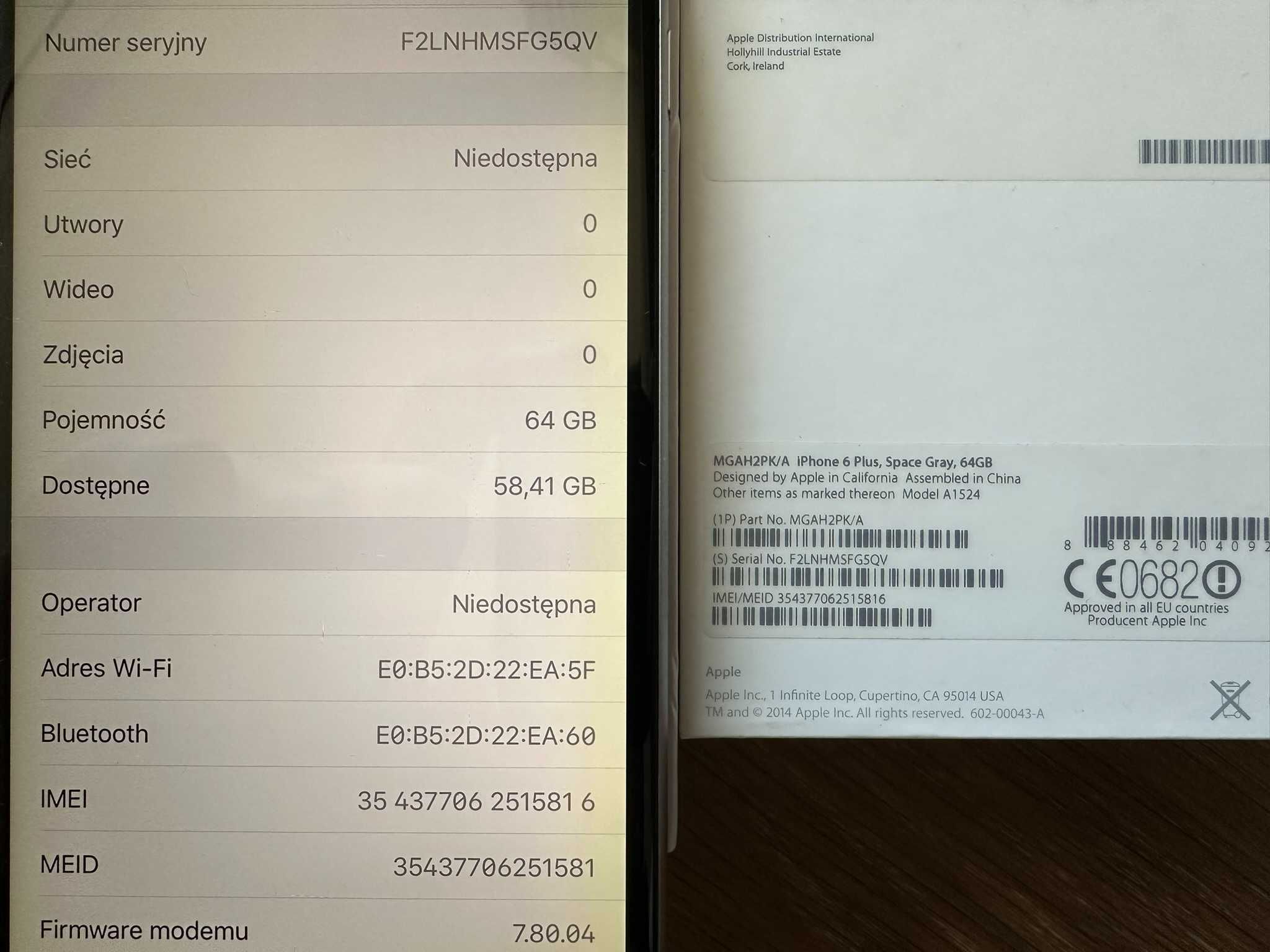 iPhone 6 Plus 64GB bateria 85% stan idealny oryginalny stan jak nowy