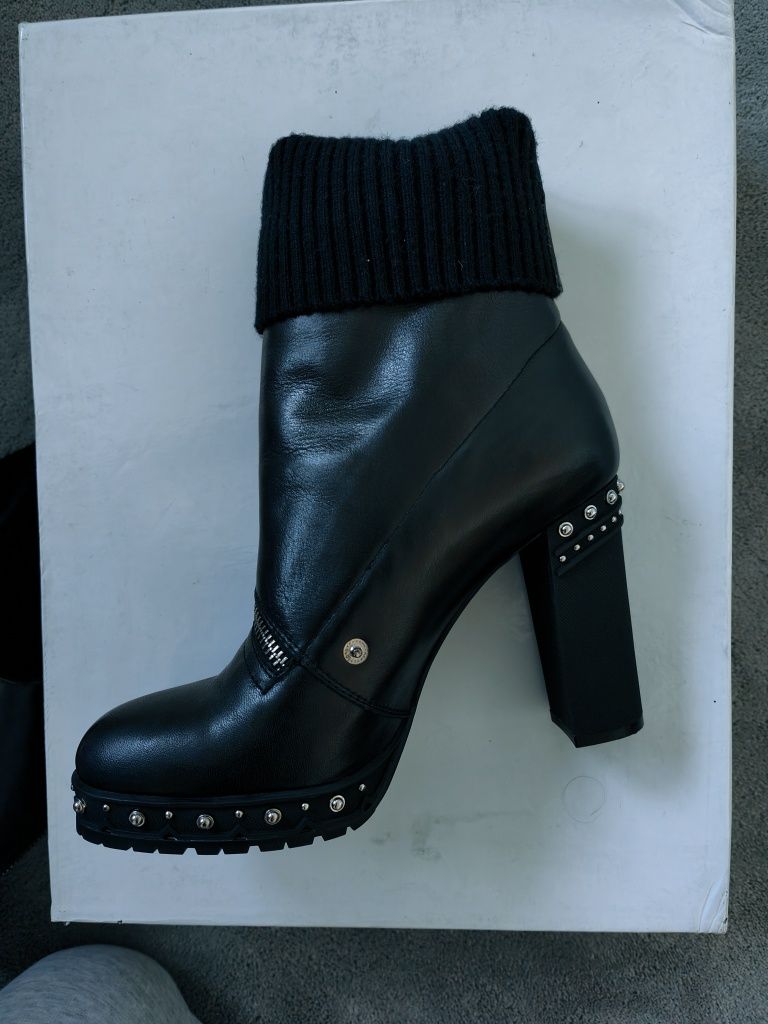 Buty botki czarne skórzane róż.38 Scaviola