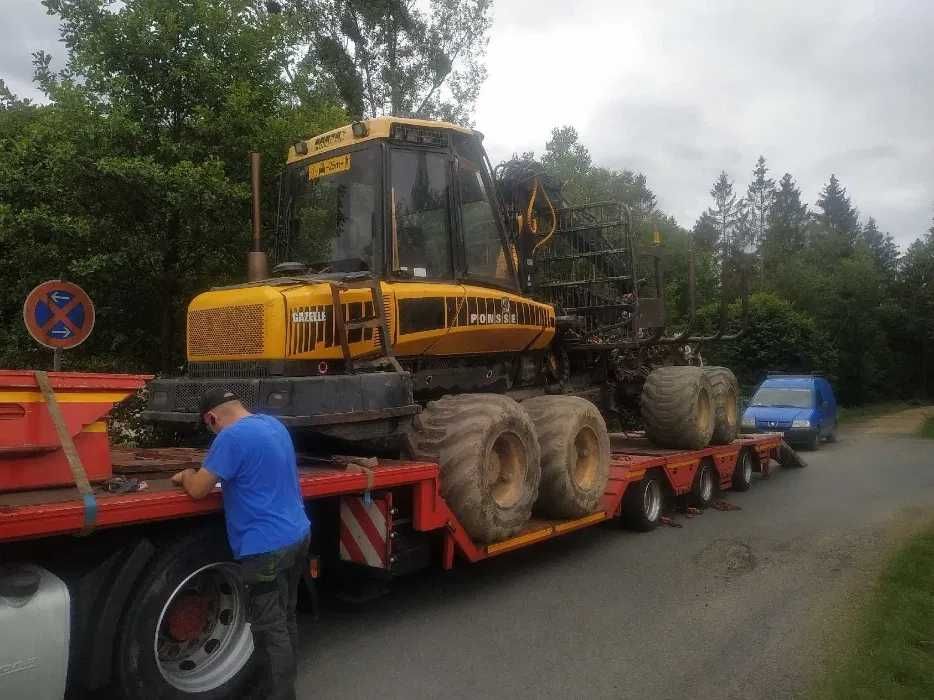 Transport ponadgabarytowy niskopodwozia laweta platforma plandeka