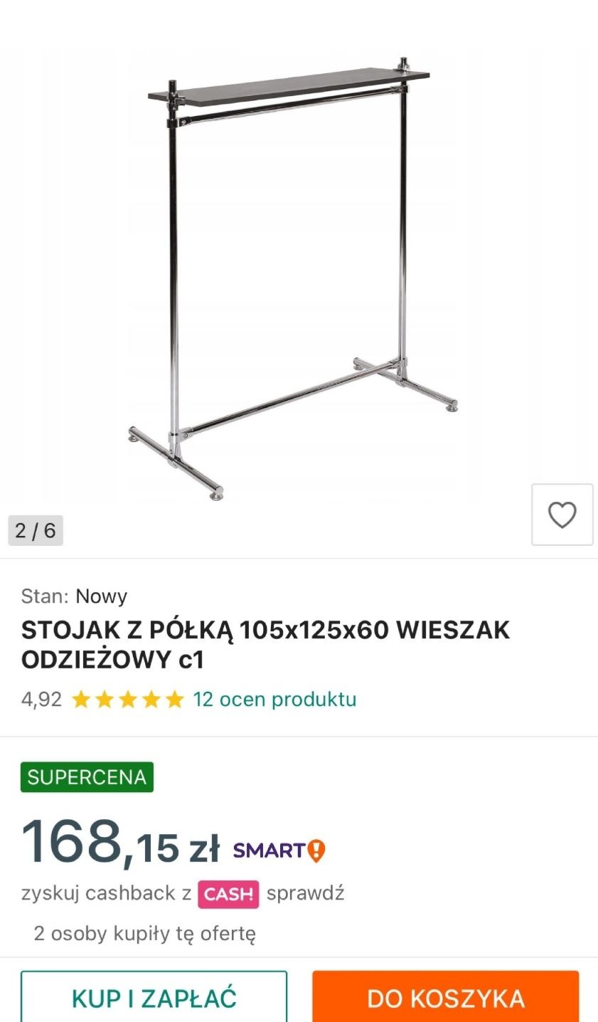 Gondola ,stojak z półką na odzież