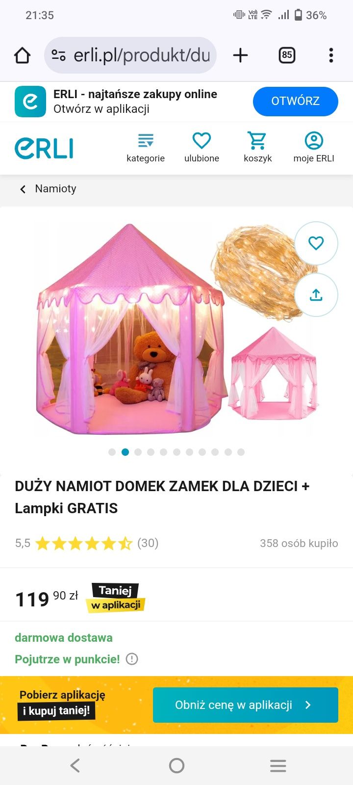 Namiot dla dziewczynki