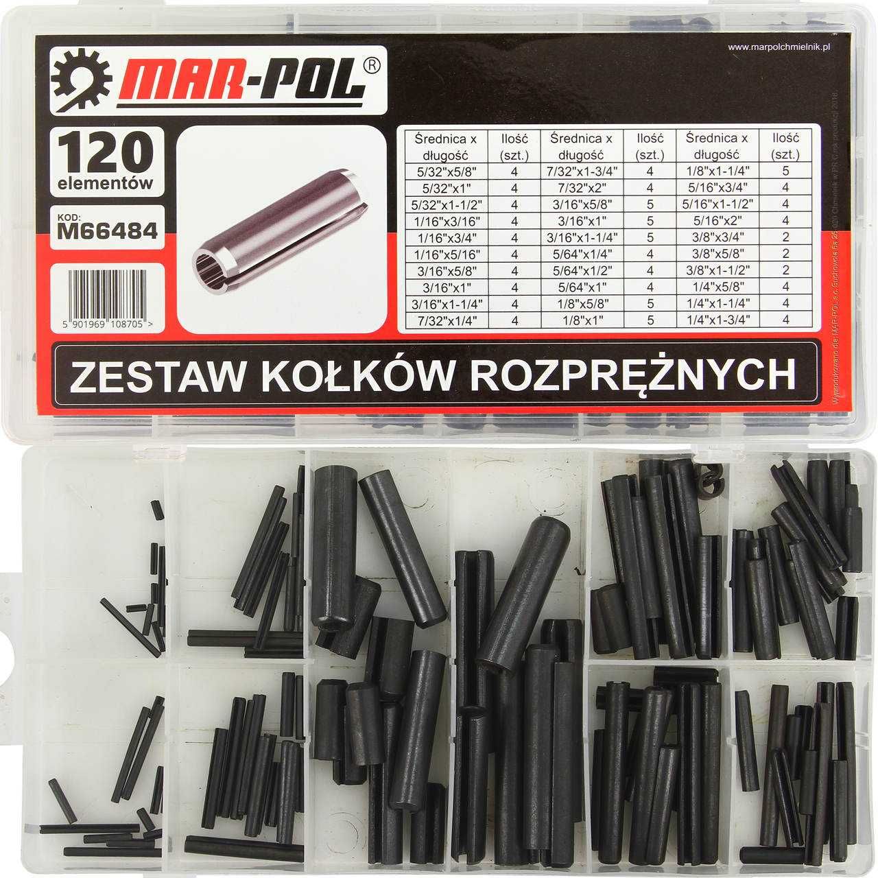 ZESTAW Kołków ROZPRĘŻNYCH 120 Elementów Organizer Komplet