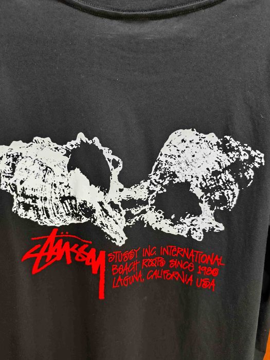 Stussy,Męska czarna koszulka z nadrukiem letnim, rozmiar L