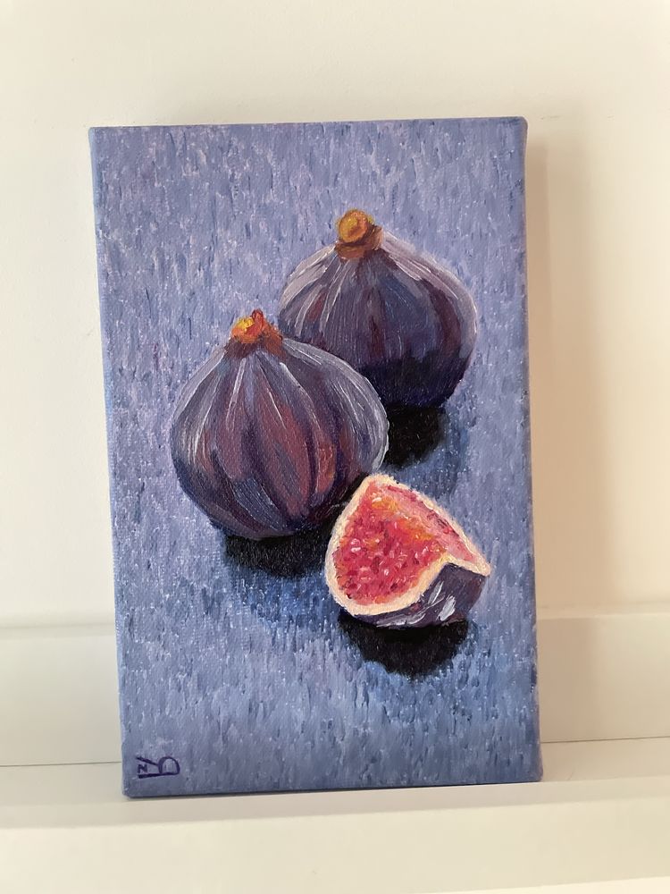 Obraz olejny,, Figi” 14x22 cm