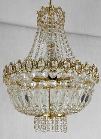 Piękny stylowy duży żyrandol pałacowy z kryształkami - Francja