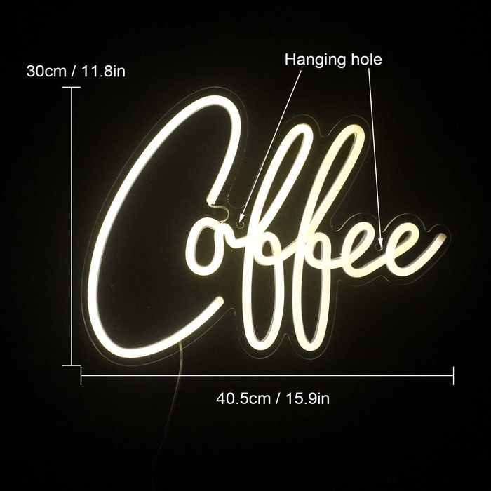 Letreiro Luminoso Néon LED em Acrílico " Coffee "