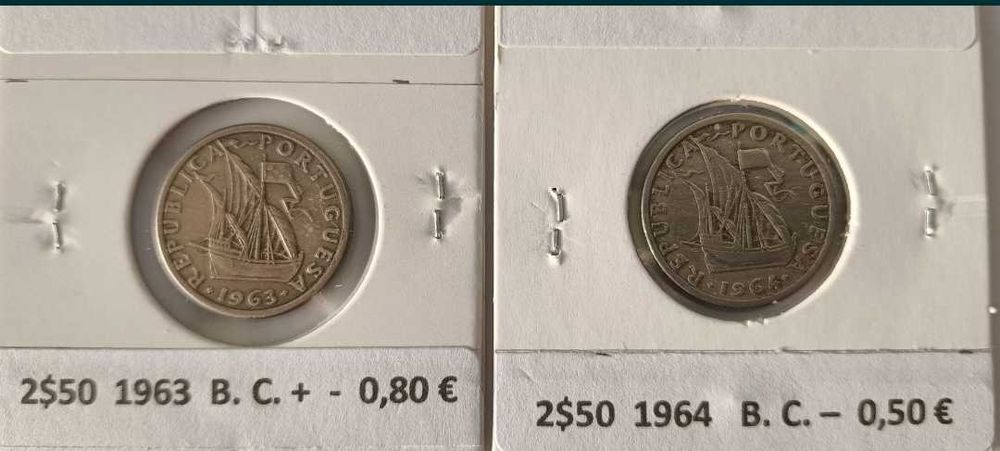 14 Moedas da 2⁰ República Portuguesa de 2,50 escudos Níquel