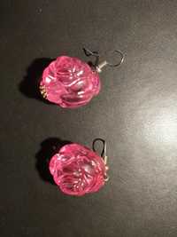 Kolczyki róże kolor róż sztuczna bizu bardzo lekkie