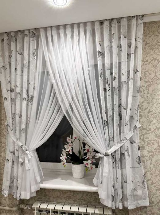 гарні яскраві штори батист шифон, тюль