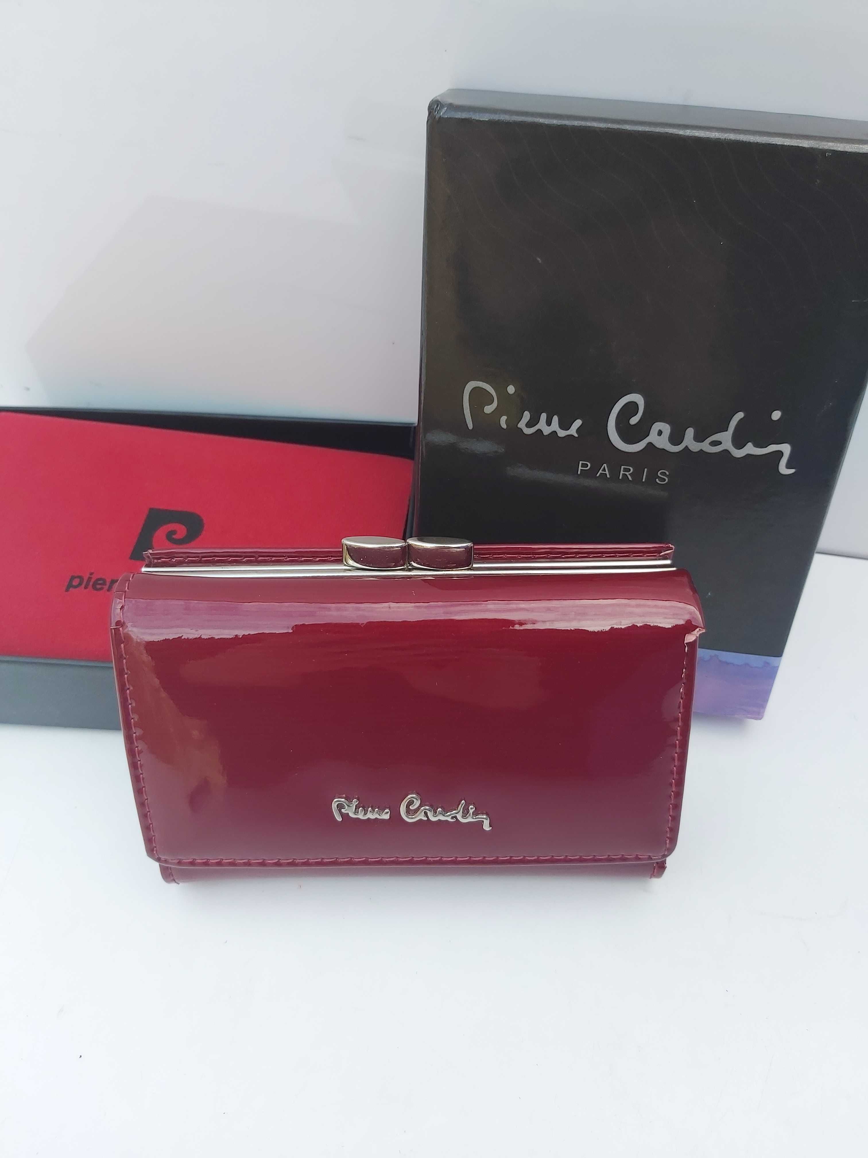 Nowy portfel czerwony PIERRE CARDIN  lakier skorzany