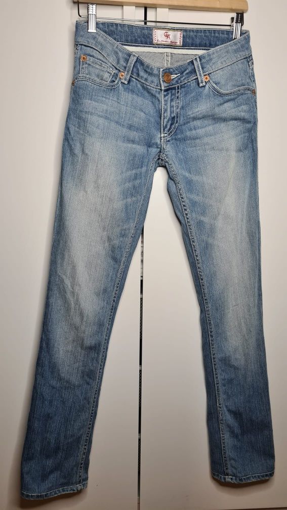 Christian Audigier damskie jeansy 27 niebieskie spodnie XS streetwear