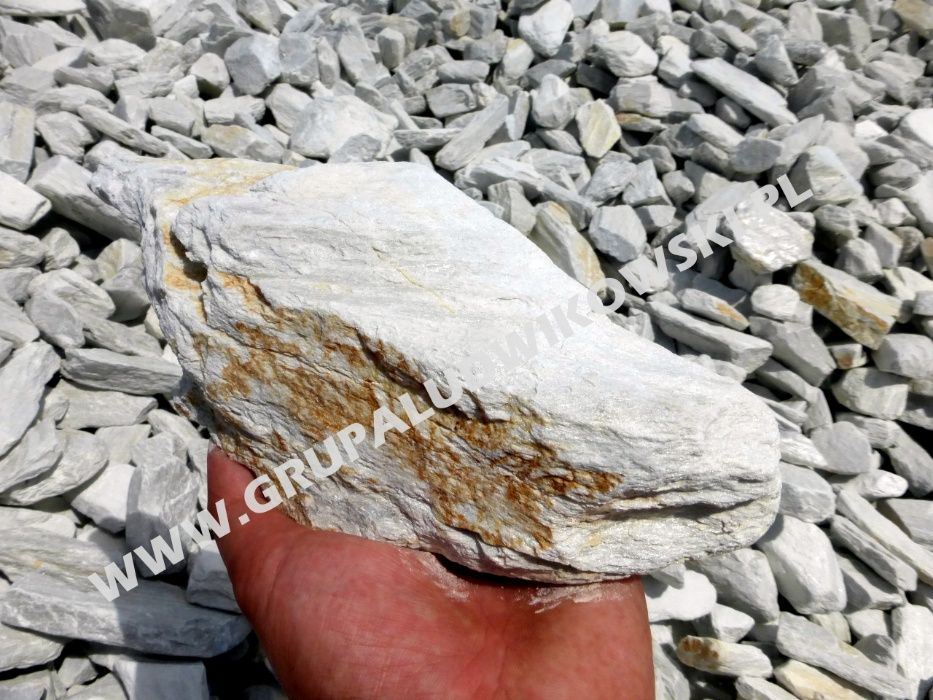 Kora Kamienna Srebrna Biała Łupek Ogrodowy Kamień Grys Gabion Ozdobny