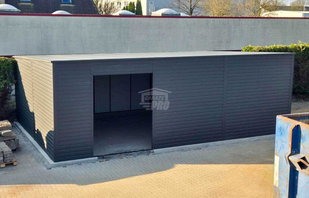 Garaż blaszany - hala magazynowa 9x6m - Otwórdach spad w tył GP571