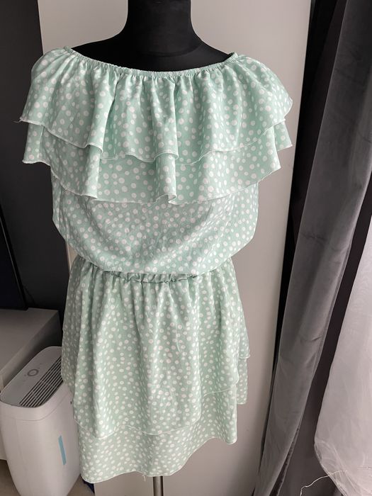 Komplet zestaw mietowy spodniczka bluzka