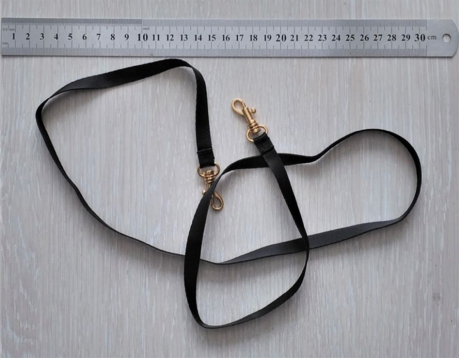 Ремень на плечо для сумочки, черный, 10 мм, золотистые карабины