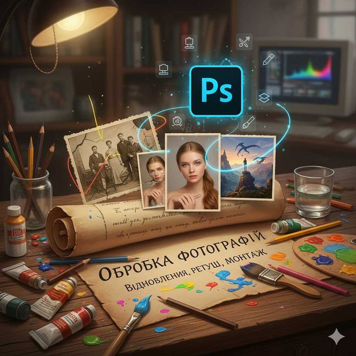 Реставрація фото, заміна фону, ретуш.