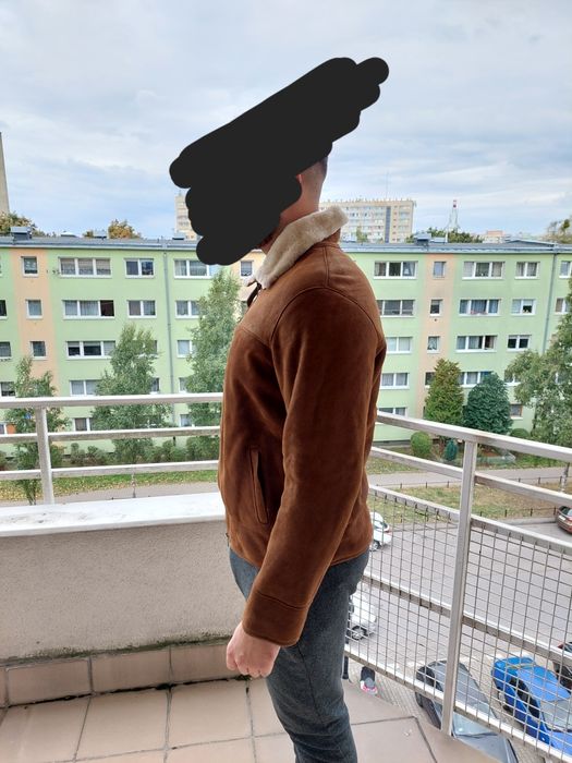 NOWY Kożuch męski XXL skóra i wełna owcza - Leder