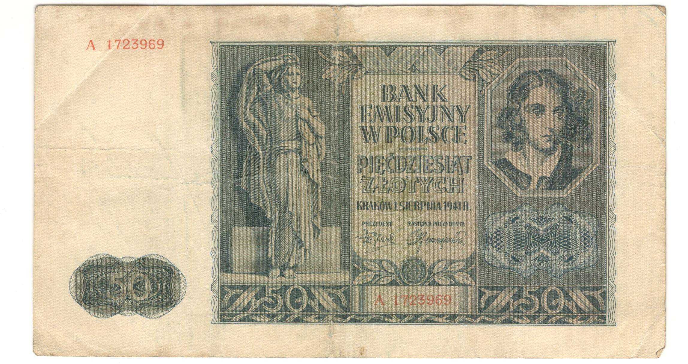 Stare polskie banknoty 50 20 5 1 zł okupacyjne 1940 rok 1941