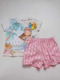 Piżamka Chicco dla dziewczynki letnia 74  z bawełny krótkie spodenki