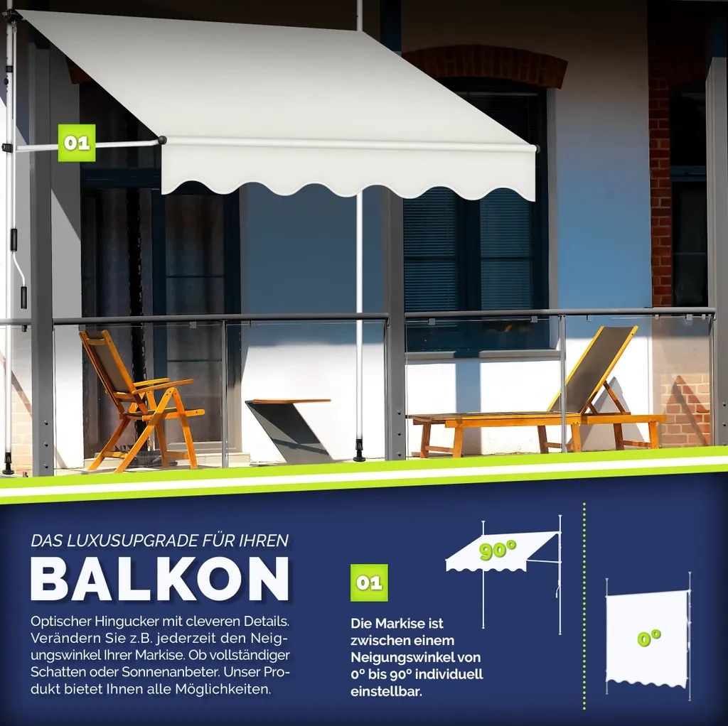Tillvex Markiza balkonowa 150cm beżowa