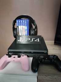 ZESTAW PS4 Slim 1t, 6 gier, słuchawki, 2 pady