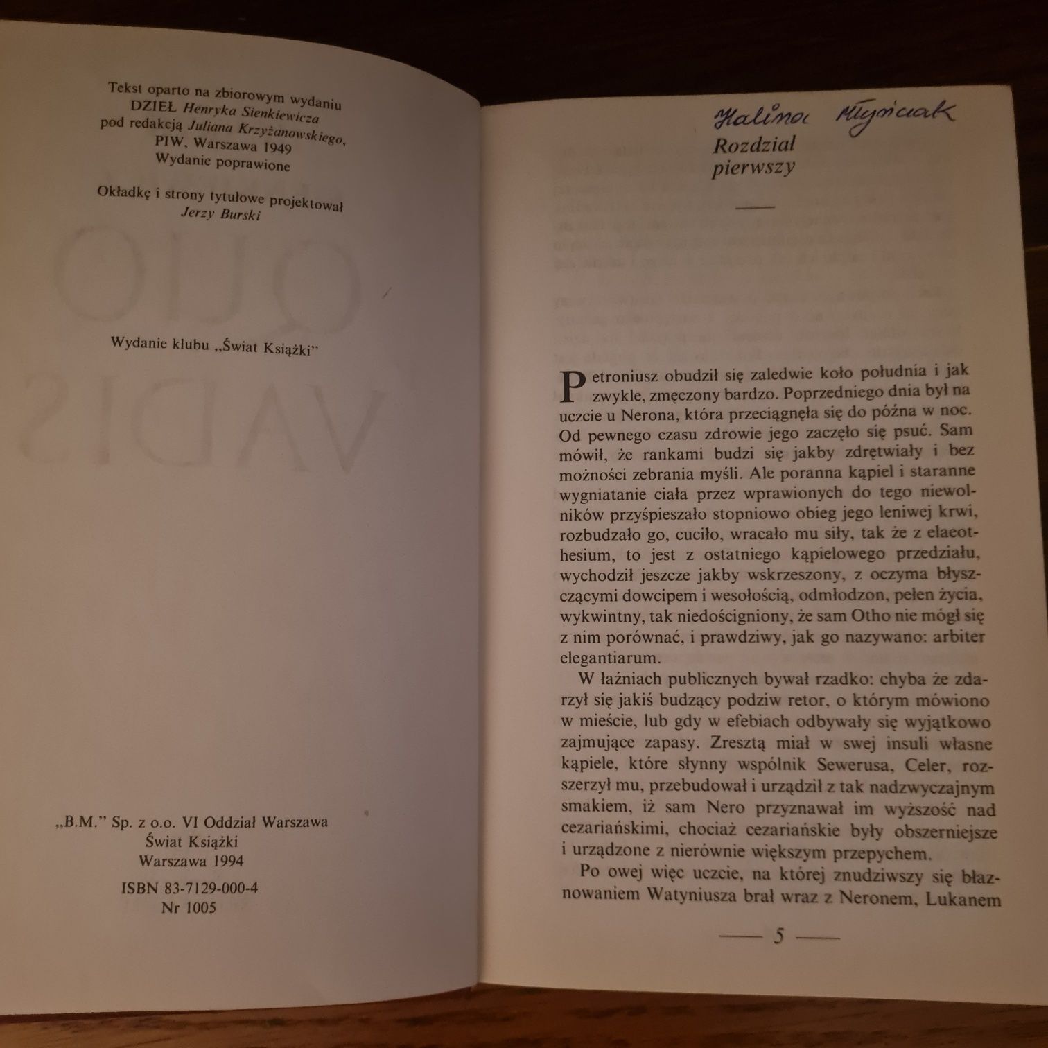 Książka Quo Vadis H. Sienkiewicz