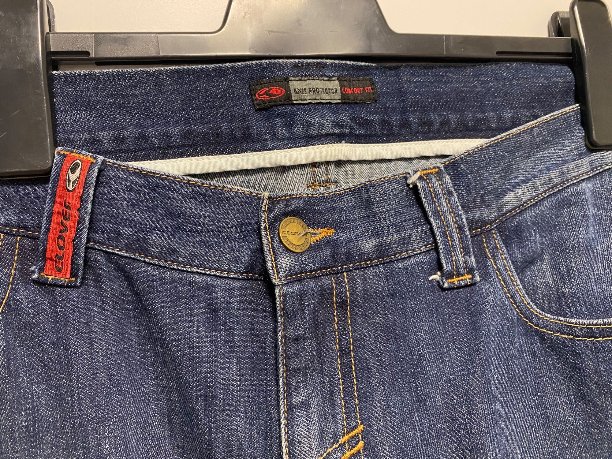 Spodnie jeans bawełniane motocyklowe Clover made italy W38 54 motocykl
