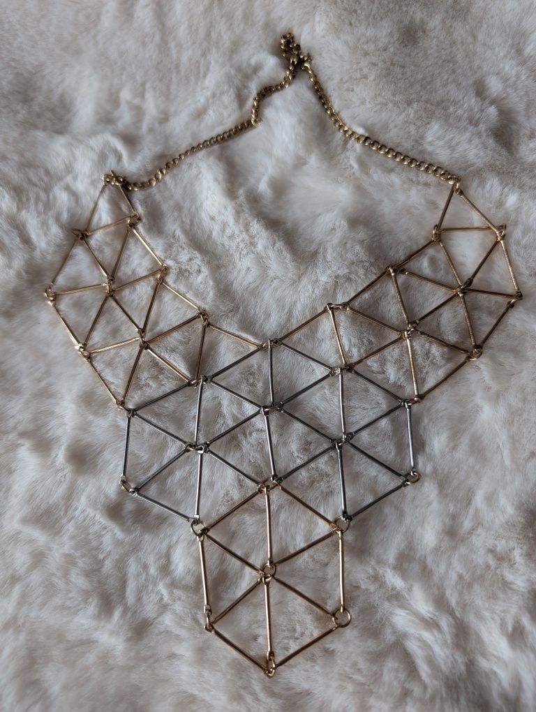 Geometryczny naszyjnik H&M. Złoto- srebrny.