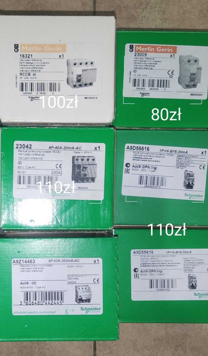 Schneider Electric różnicówka 25A  63A 4P 30ma AC,  wyłączniki 3 fazy