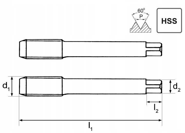 Gwintownik M10 ręczny M10x1mm 2 szt DIN-2181/2P