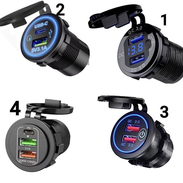 Врізна зарядка USB - QC (Індикатори заряду)