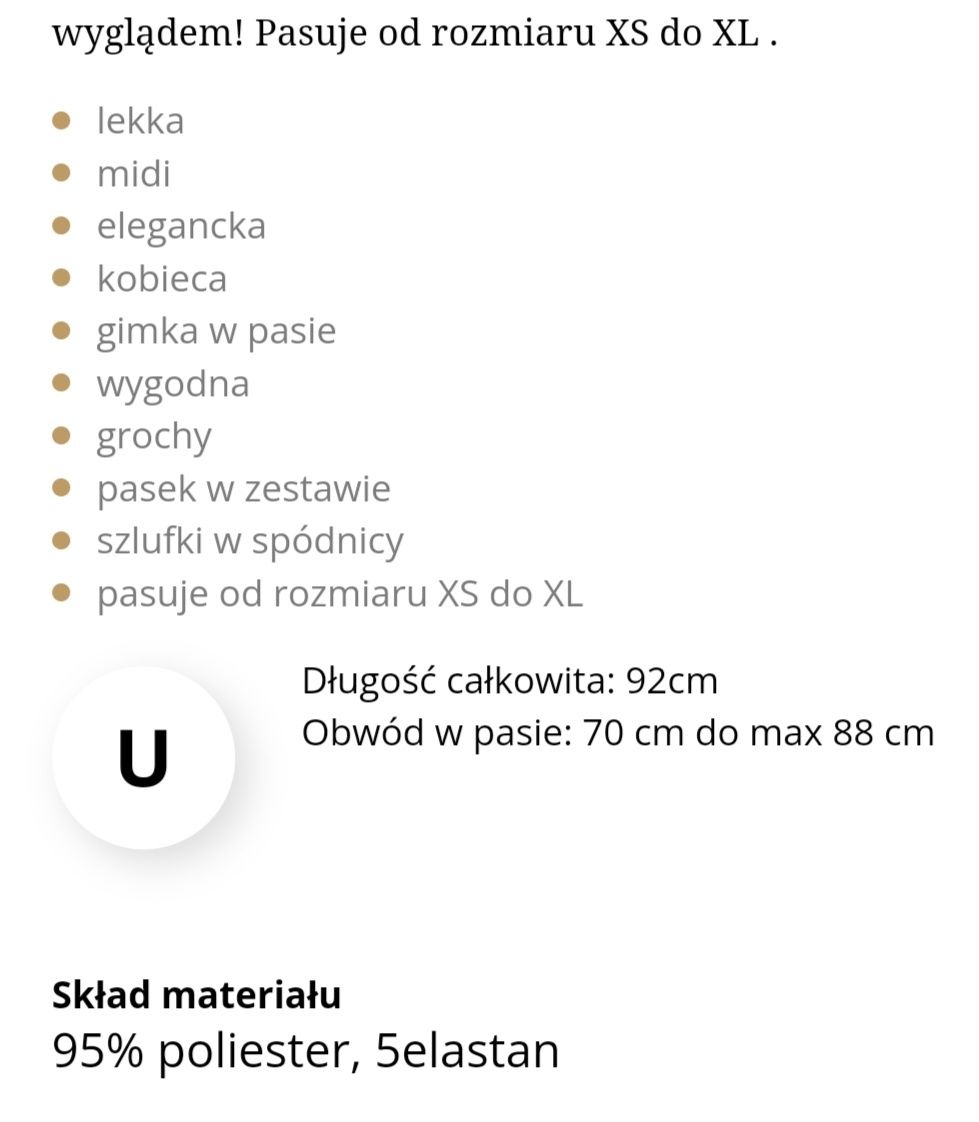 Spódnica długa plisowana z paskiem w grochy