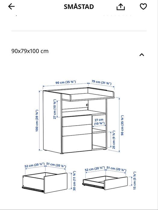 Stół do przewijania/ biurko SMASTAD ikea z materacem
