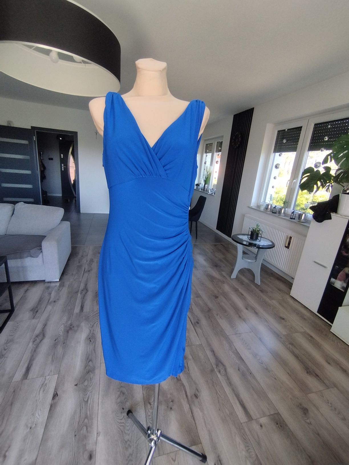 XS S kobaltowa chabrowa granatowa sukienka Lauren Ralph Lauren