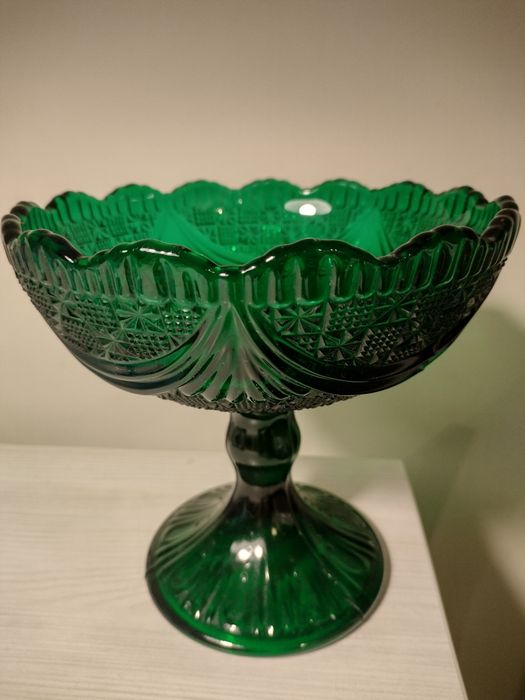 Owocarka Girlandy HSG Ząbkowice szkło kolor Szmaragdowy PRL
