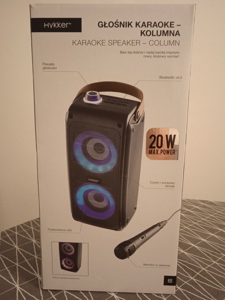 Głośnik karaoke kolumna 20W.