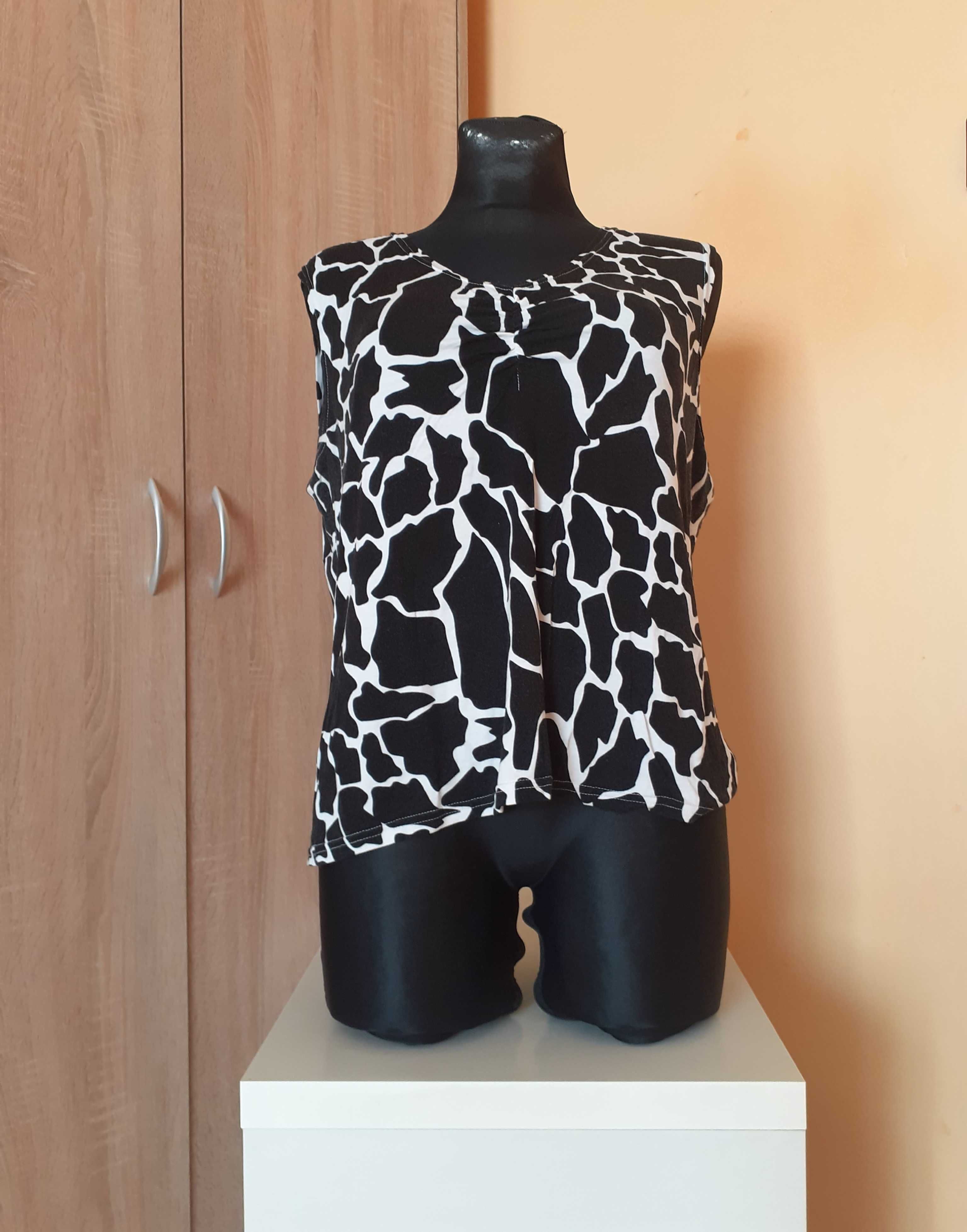 46 Tank top bluzka wygodny czarny biały wzory wiskoza Y2K real vintage