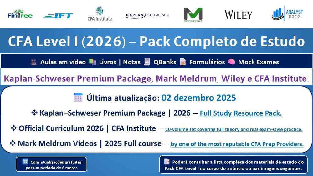 CFA Level I 2026 – Kaplan-Schweser Premium + Pack Completo
